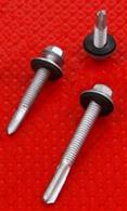 Drilit Drill Screws With Washers: 12-24 x &#55;/&#56;, HWH, #4 Point, Stalgard Finish, Box of 2,500